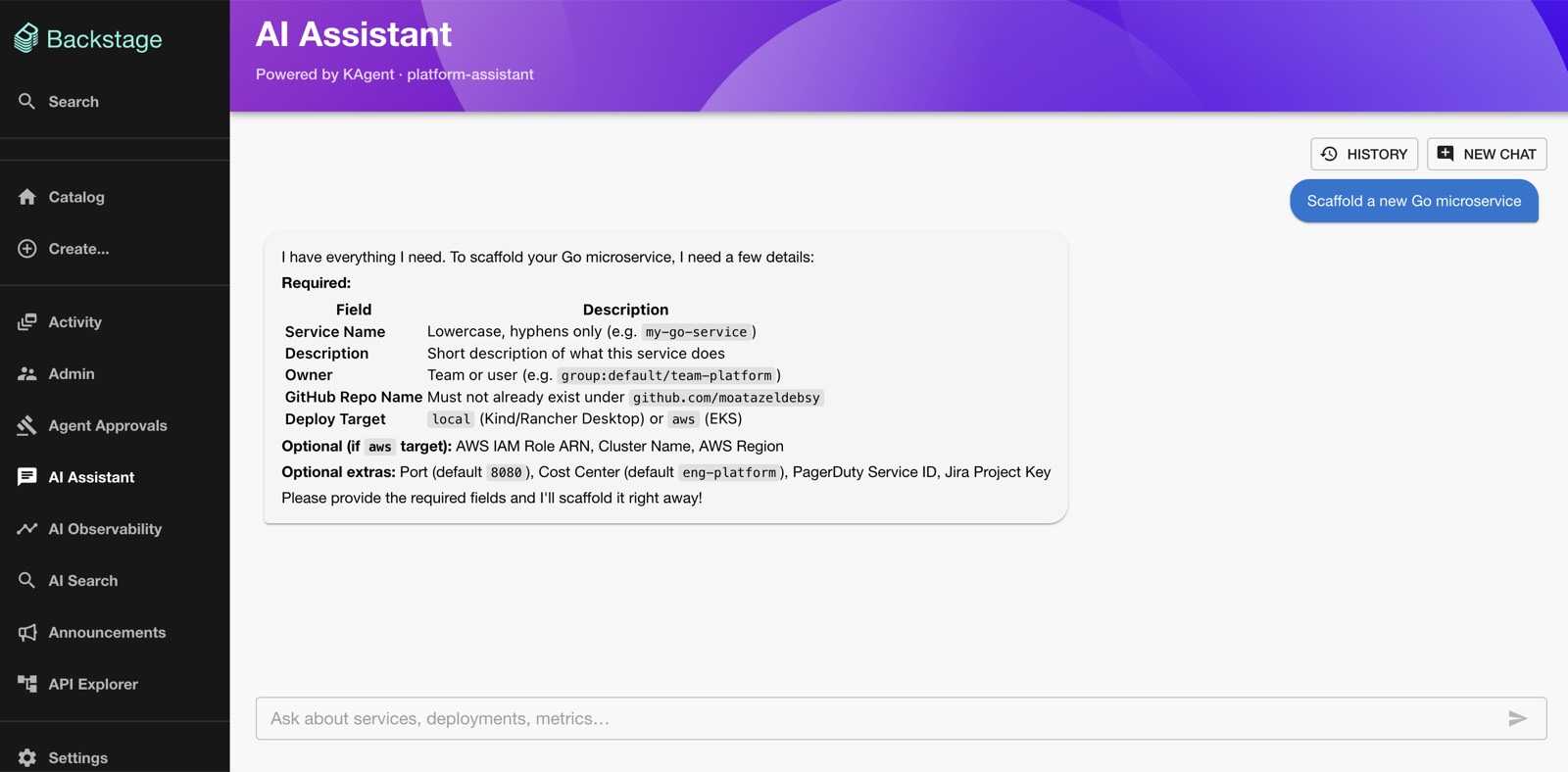 AI Assistant scaffold plan
