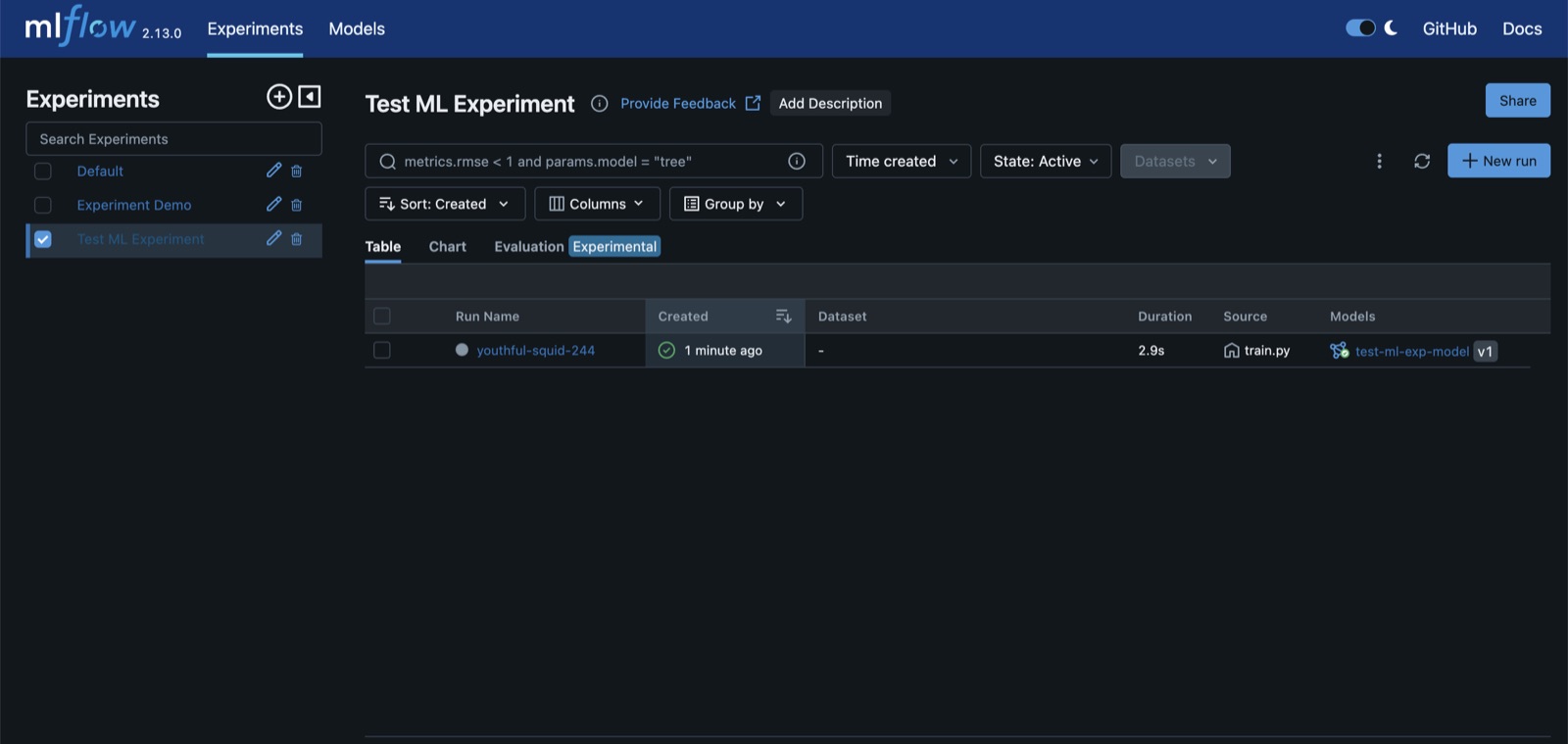 MLflow UI