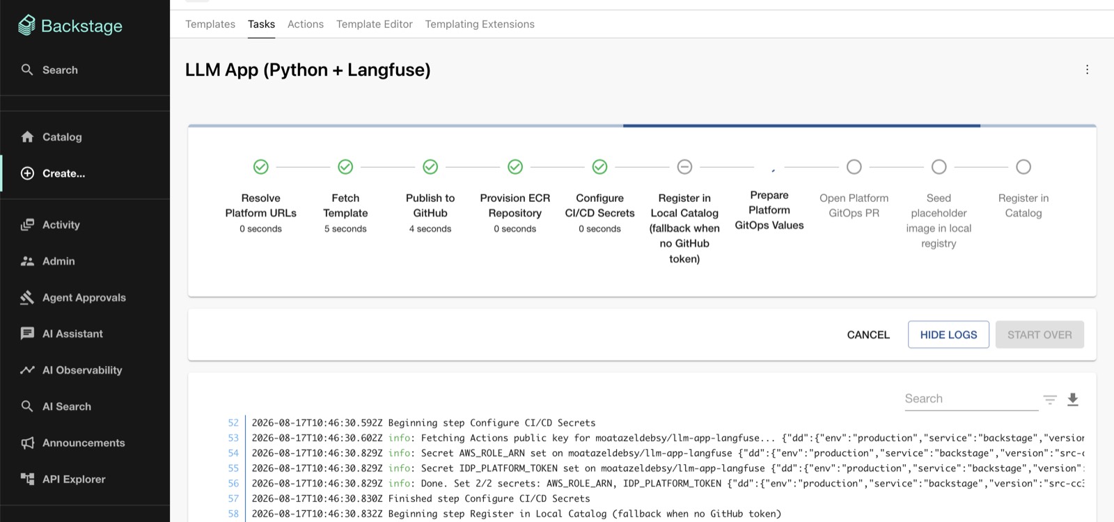 Scaffolder task