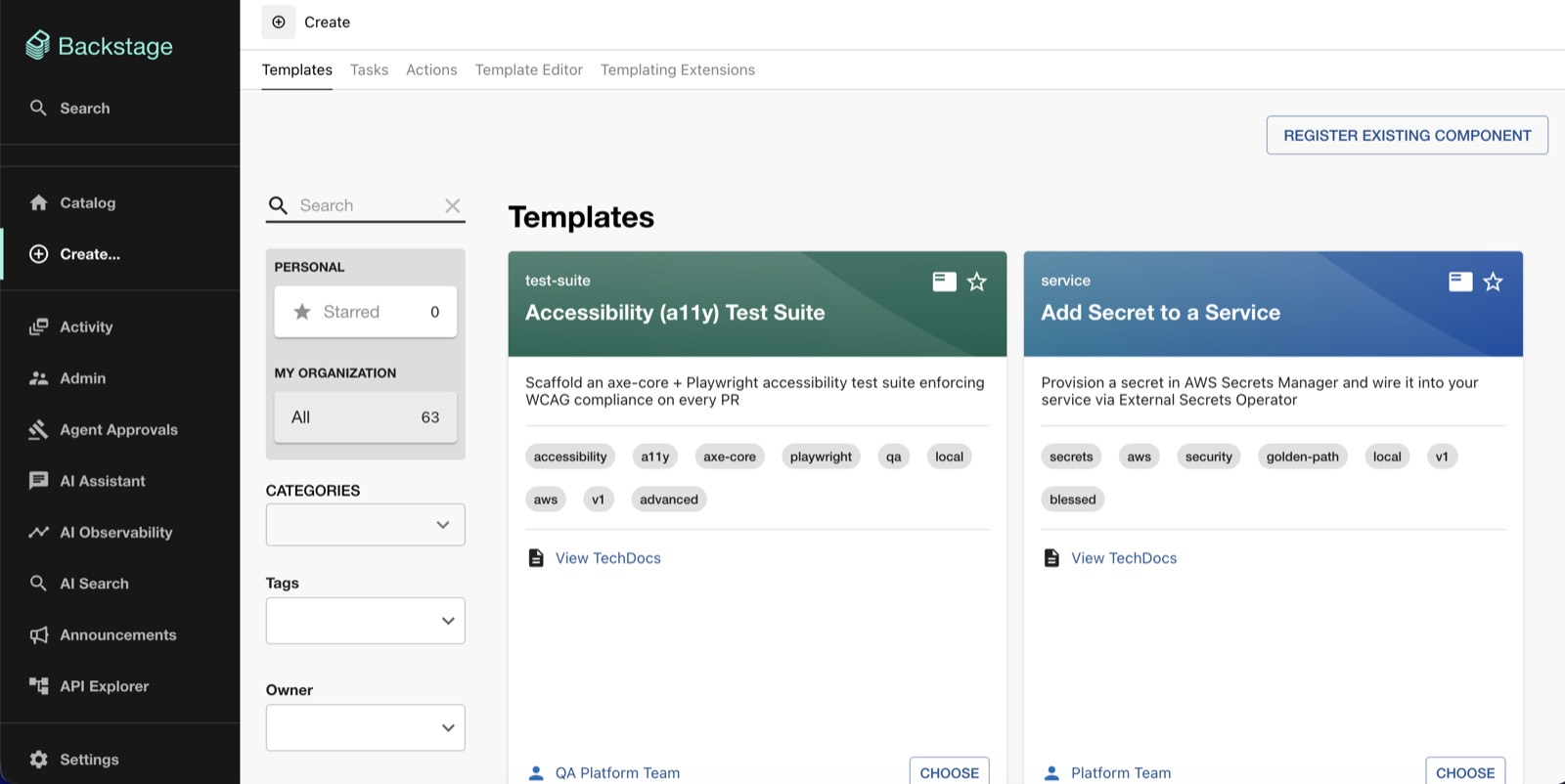 Scaffolder templates