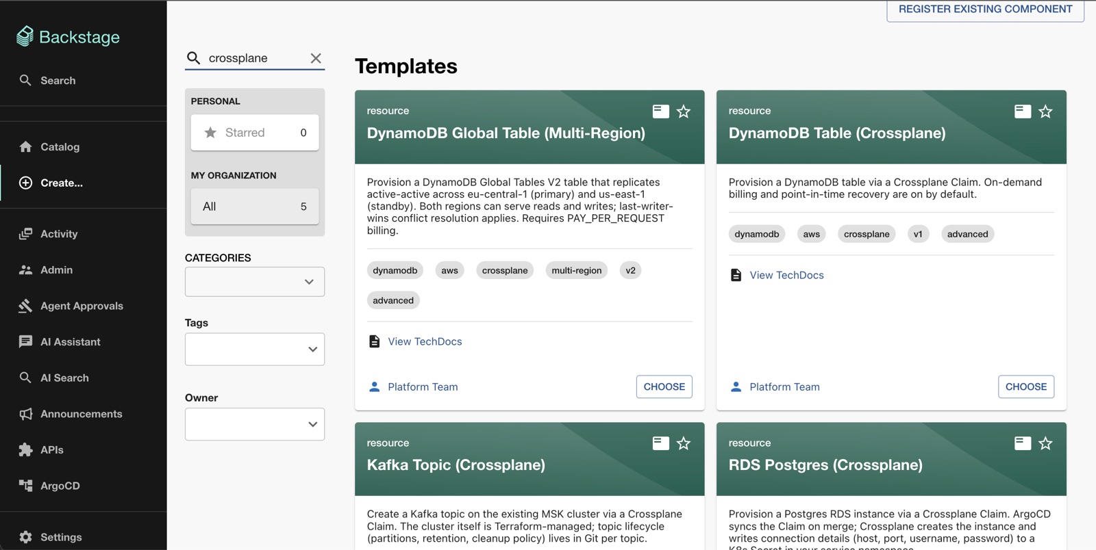 Crossplane templates
