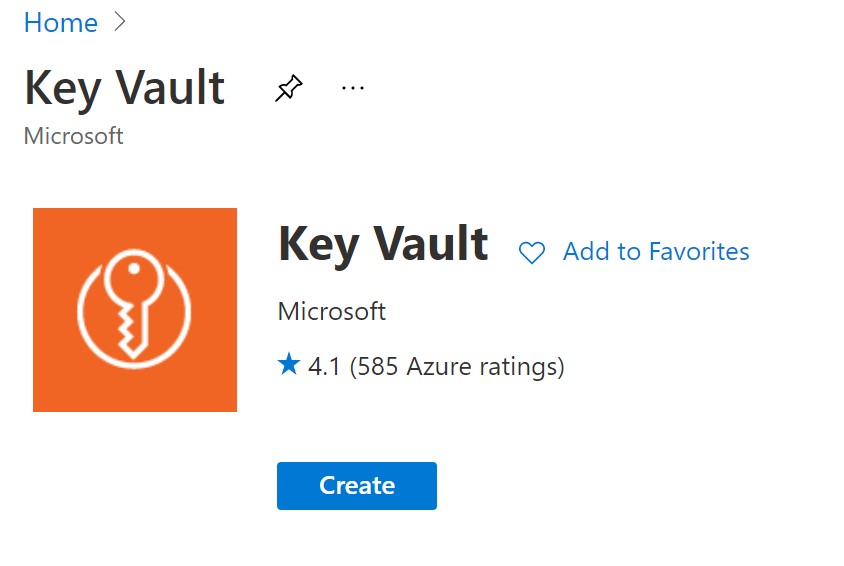 Key Vault creation screen on Azure portal