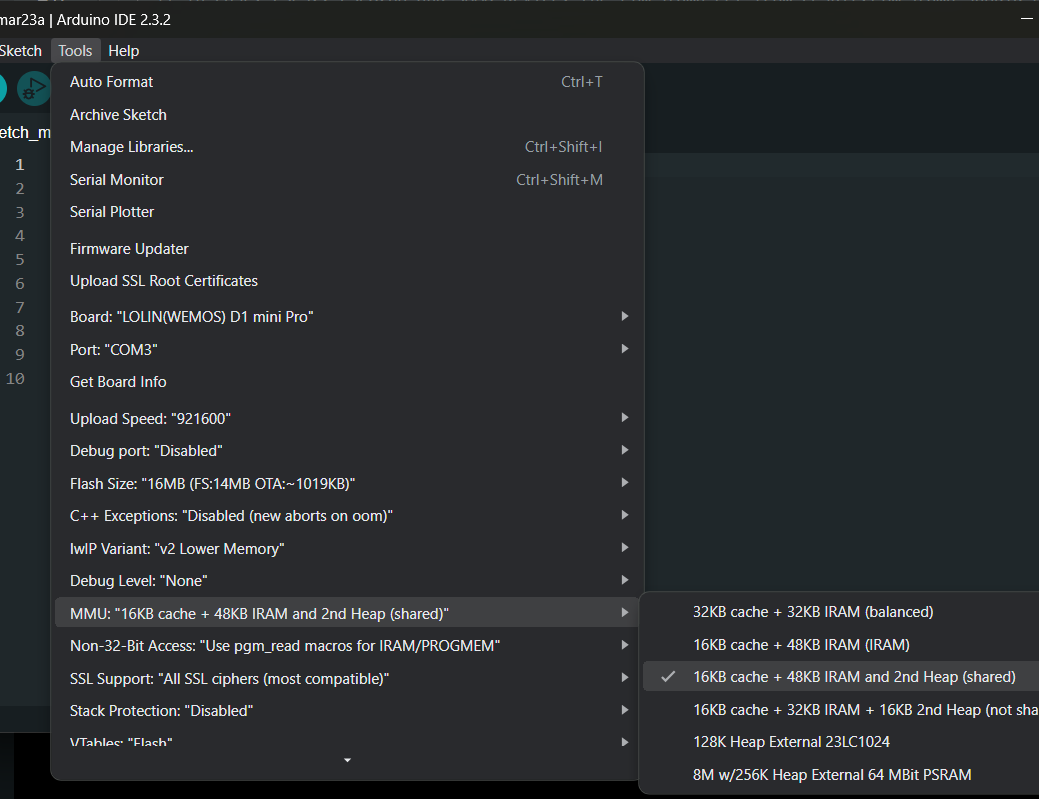 Arduino IDE config