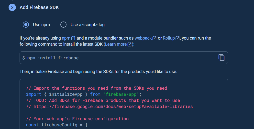 Cloud Messaging Add Firebase SDK