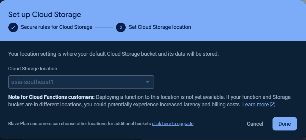 Set Cloud Storage location