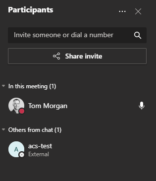 Service Account Name shown in Teams meeting
