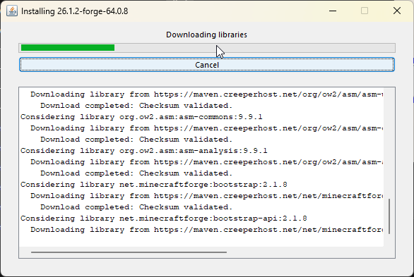 Forge Installer Server Progress