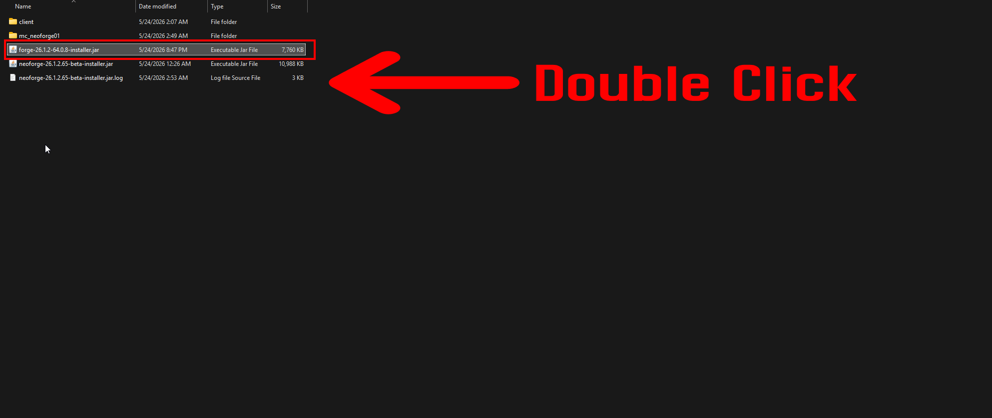 Forge Installer Server Double Click