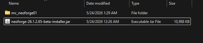 NeoForge Installer Downloaded