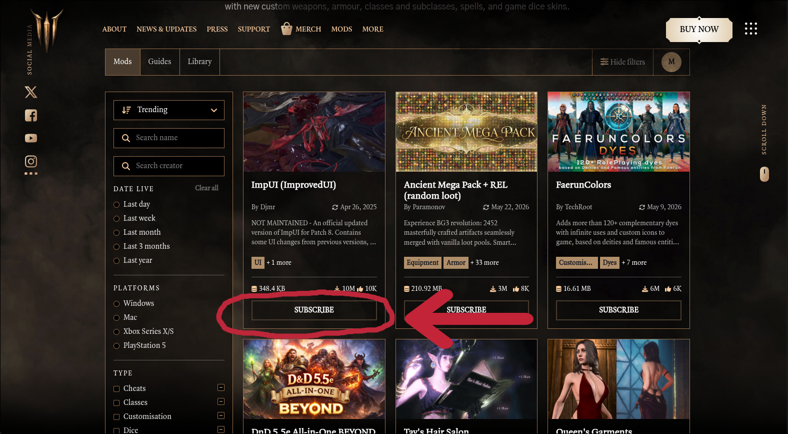 BG3 Subscribe Button
