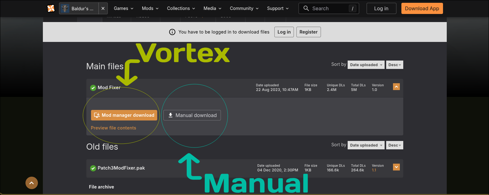 Nexus Mods Mod Manager Download Button