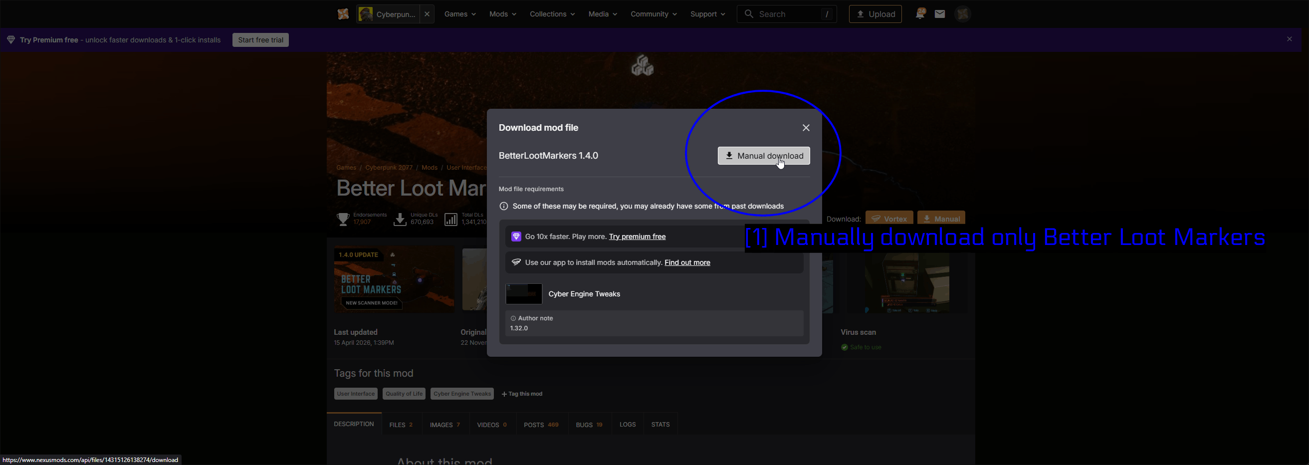 Confirmación de descarga manual