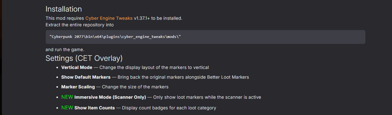 Instrucciones de instalación de Better Loot Markers