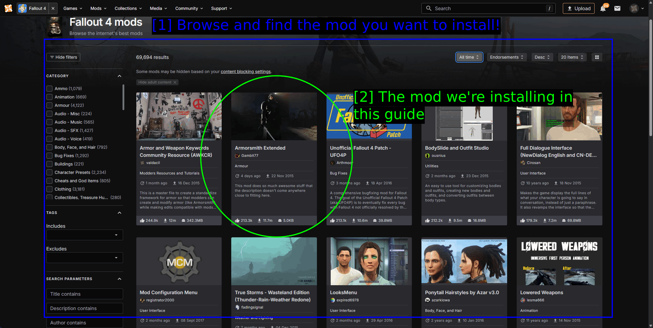 Nexus ModsでFallout 4のModを閲覧する
