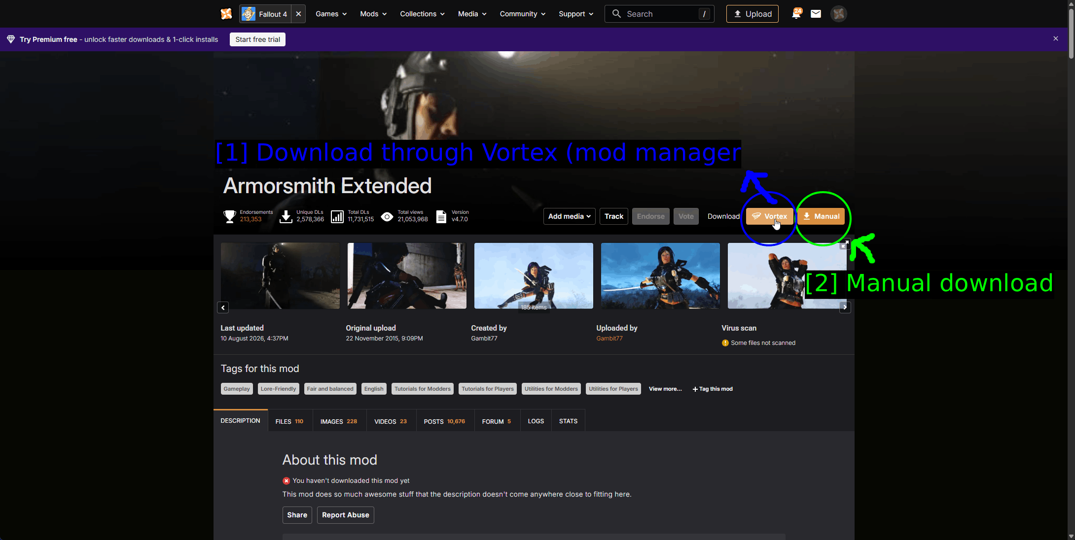 Nexus ModsでのArmorsmith Extended