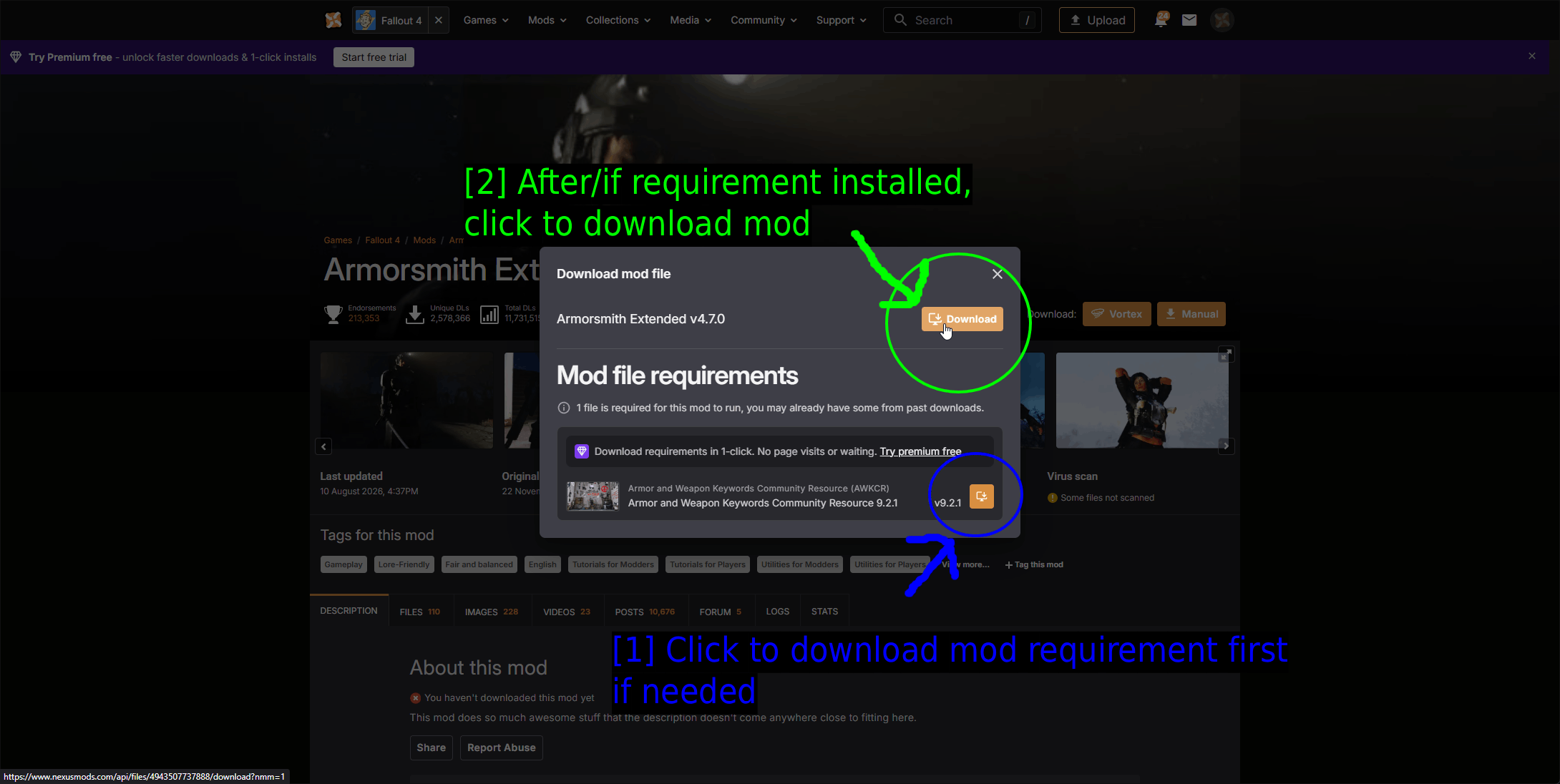 Nexus ModsでのMod File Requirements