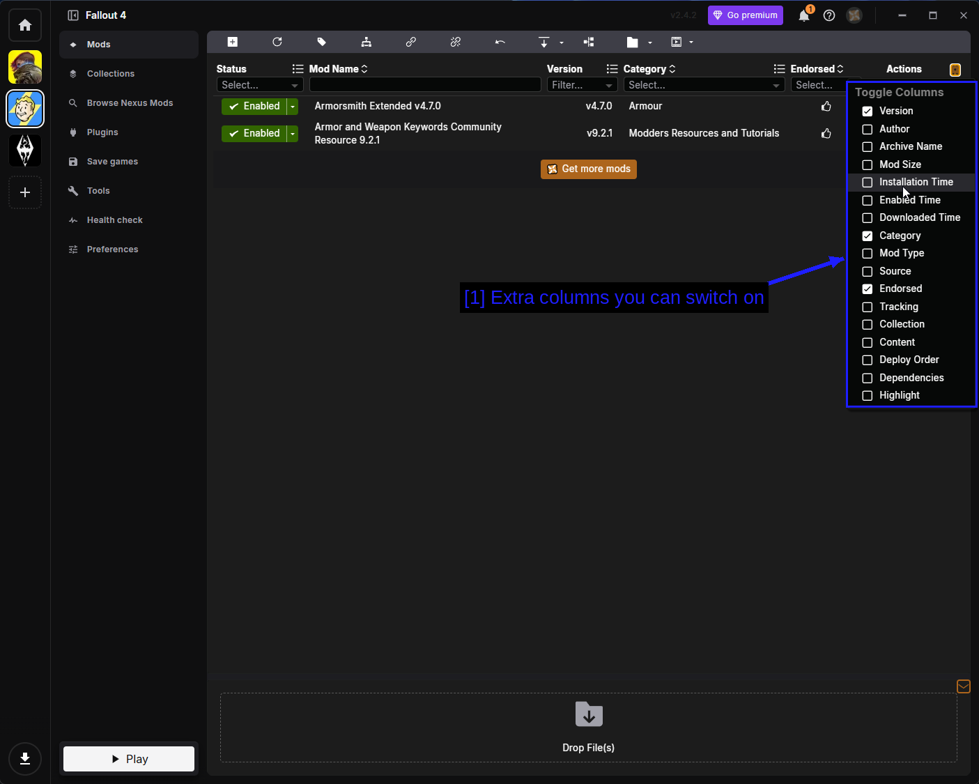 Vortexの列の表示切替