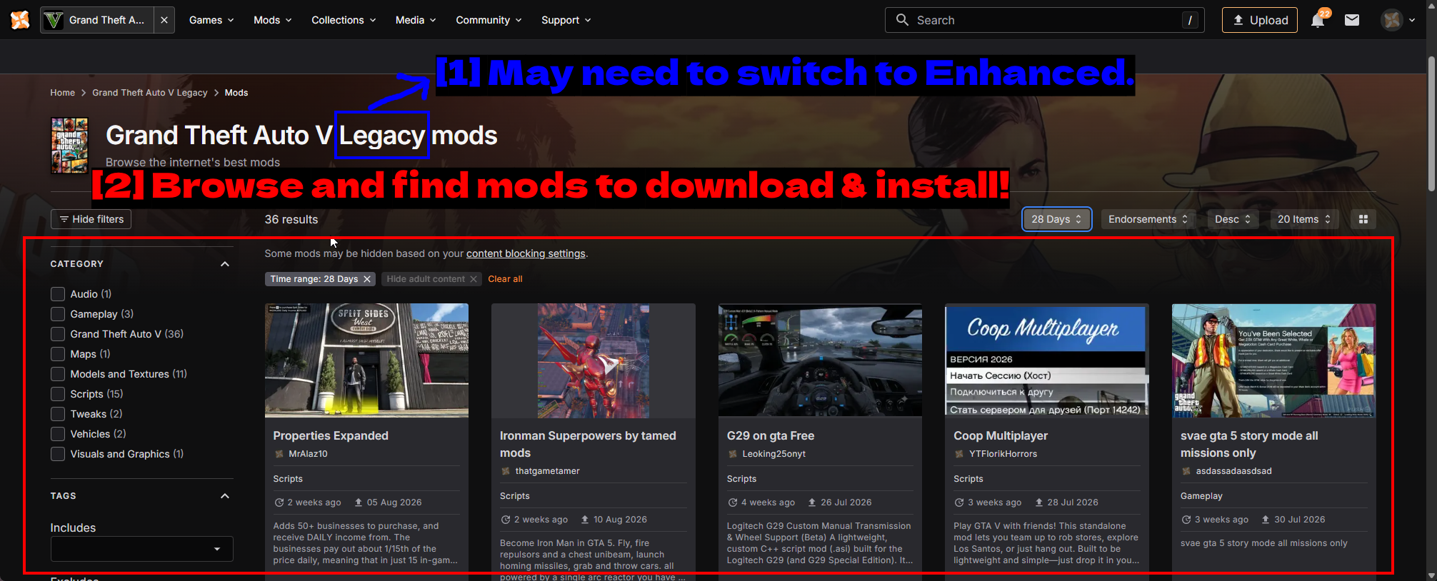 Nexus ModsでGTA V MODを閲覧する
