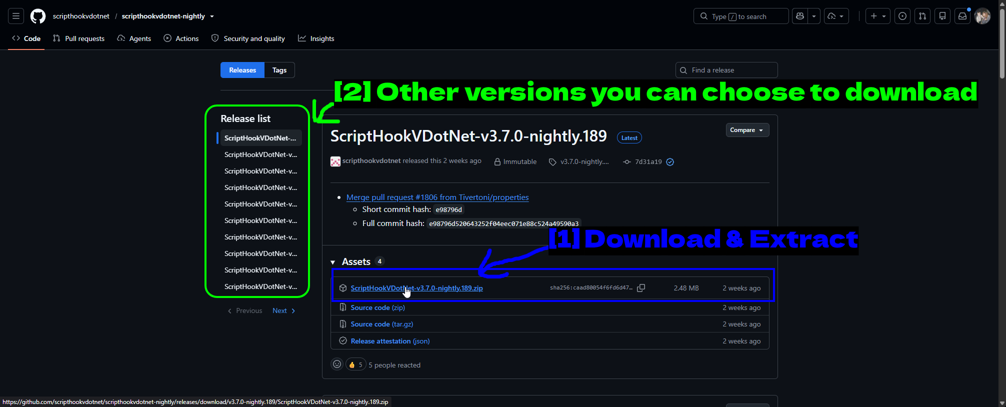 Script Hook V .NETのダウンロード