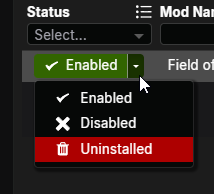MODステータスのドロップダウン