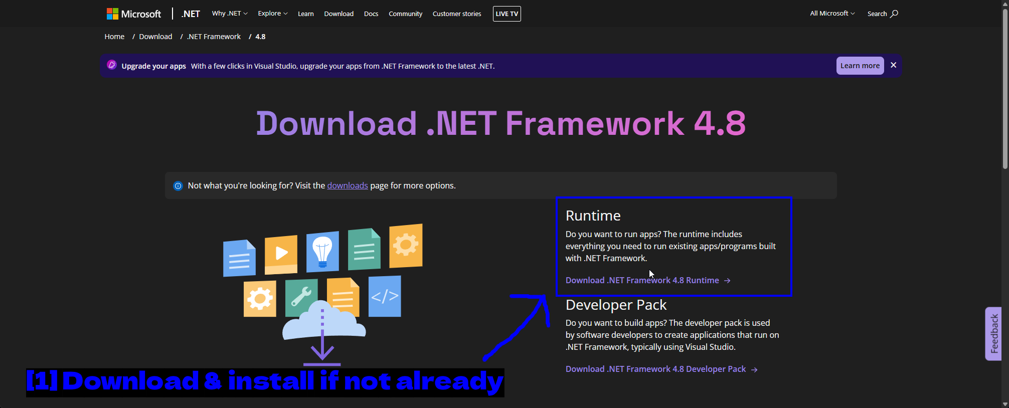 .NET Framework 4.8のダウンロード