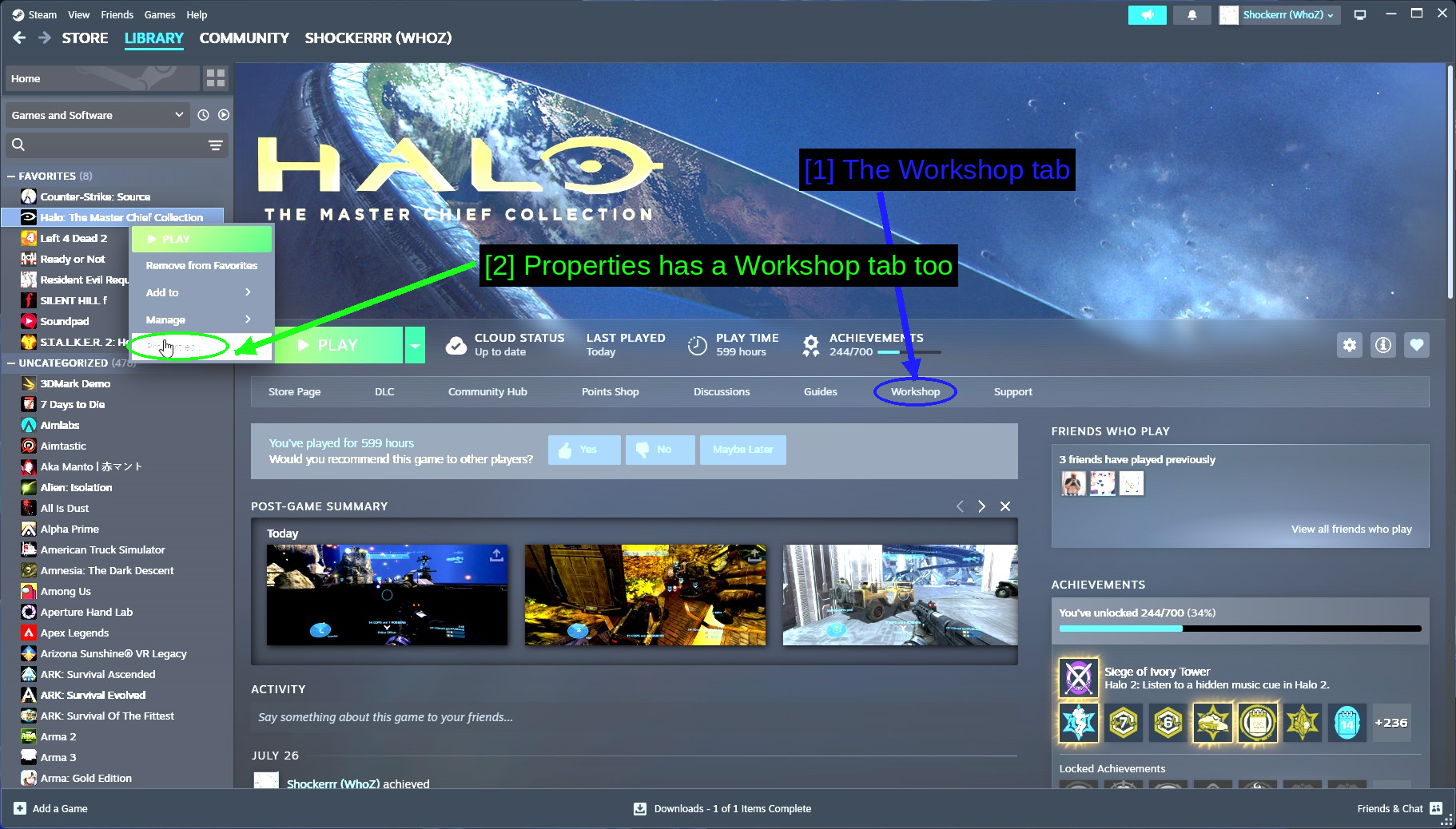 MCC en la biblioteca de Steam