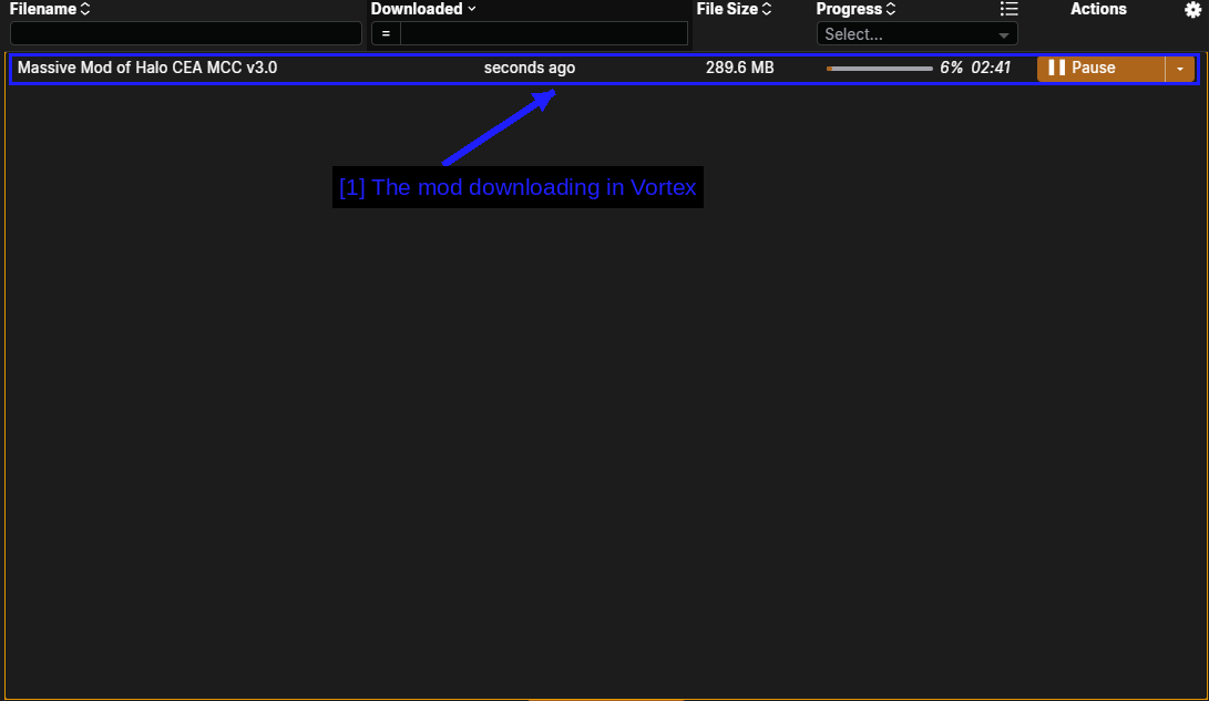 La página de descargas en Vortex