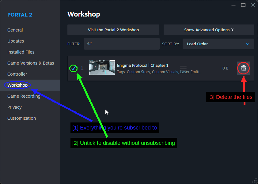 Der Workshop-Tab in den Steam-Eigenschaften
