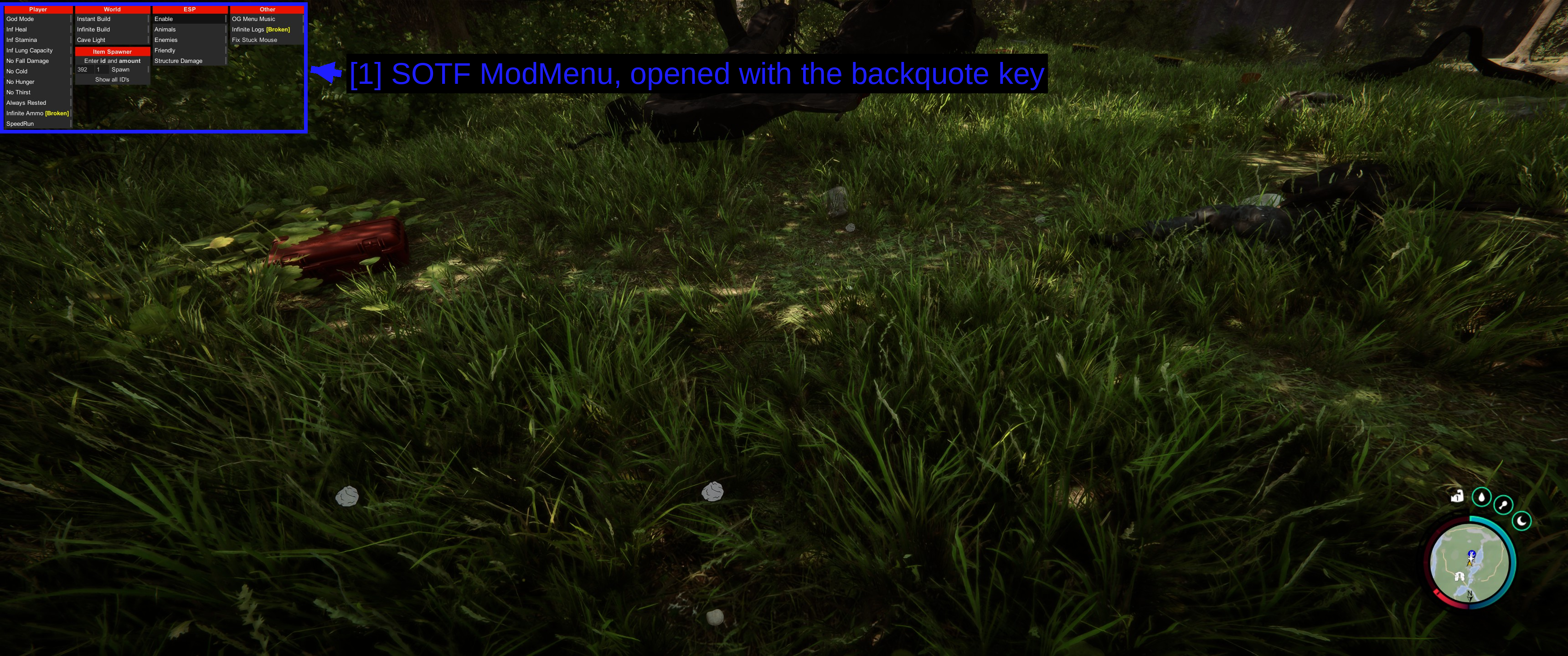 游戏内的 SOTF ModMenu