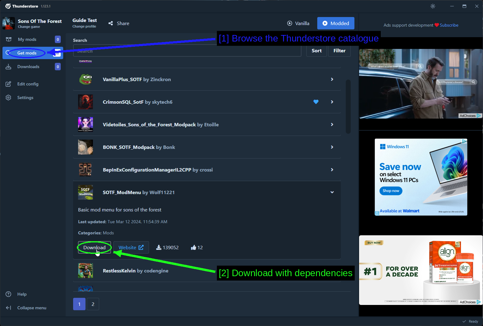 在 Thunderstore Mod Manager 中获取模组
