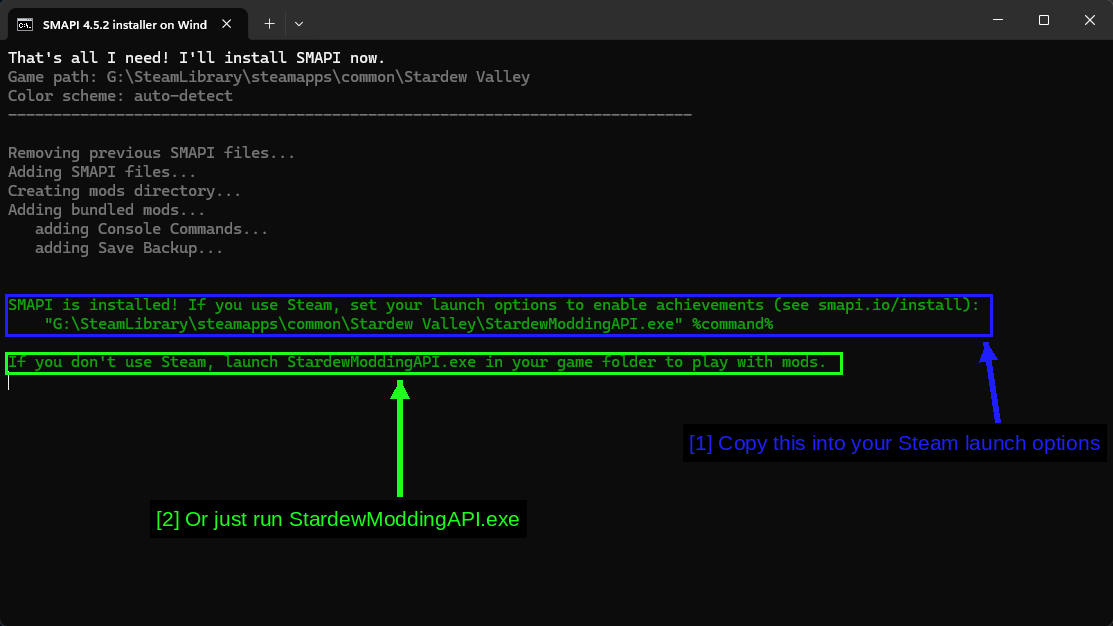 SMAPI Installed Successfully