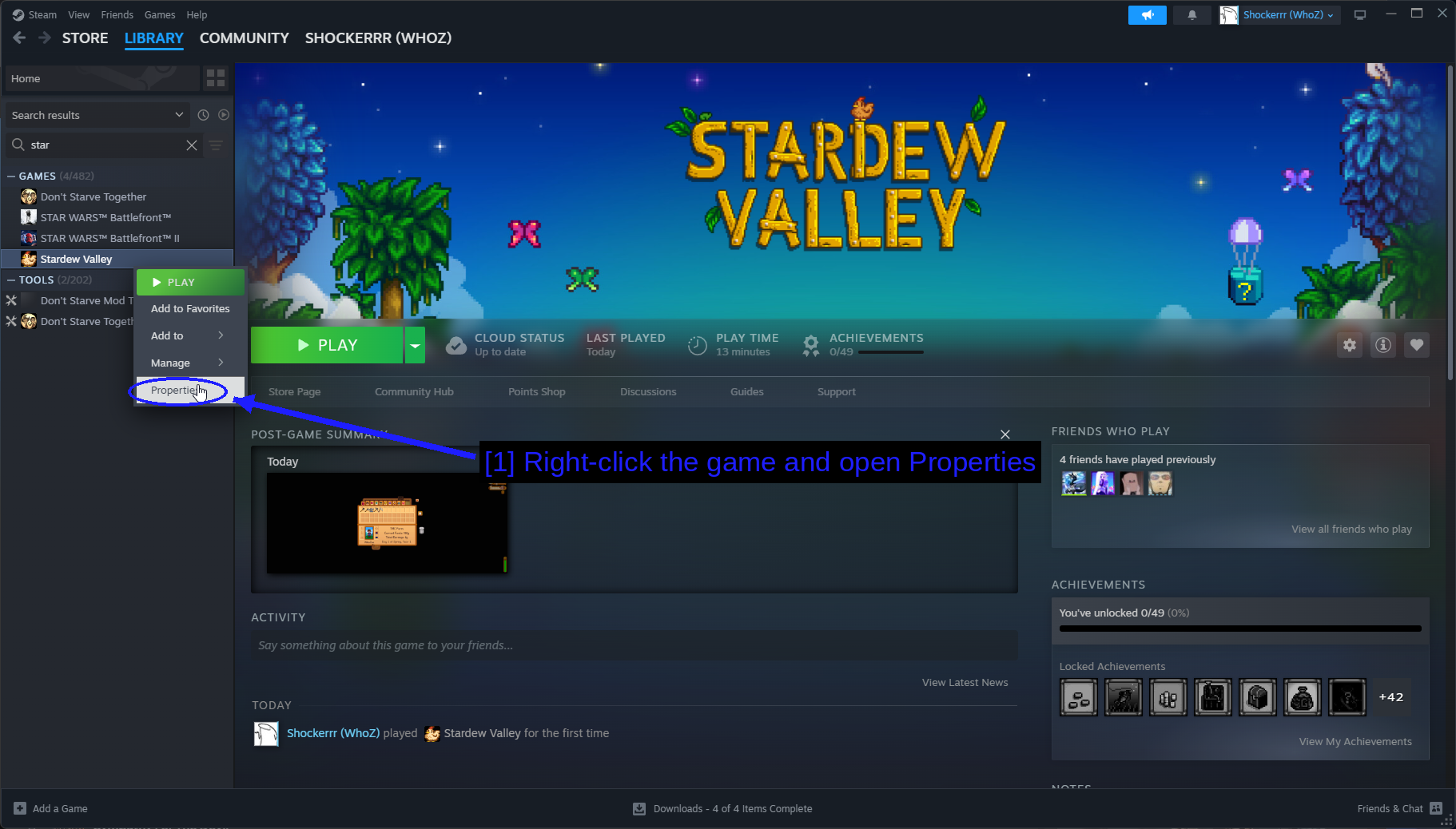 Opening Stardew Valley's Properties In Steam