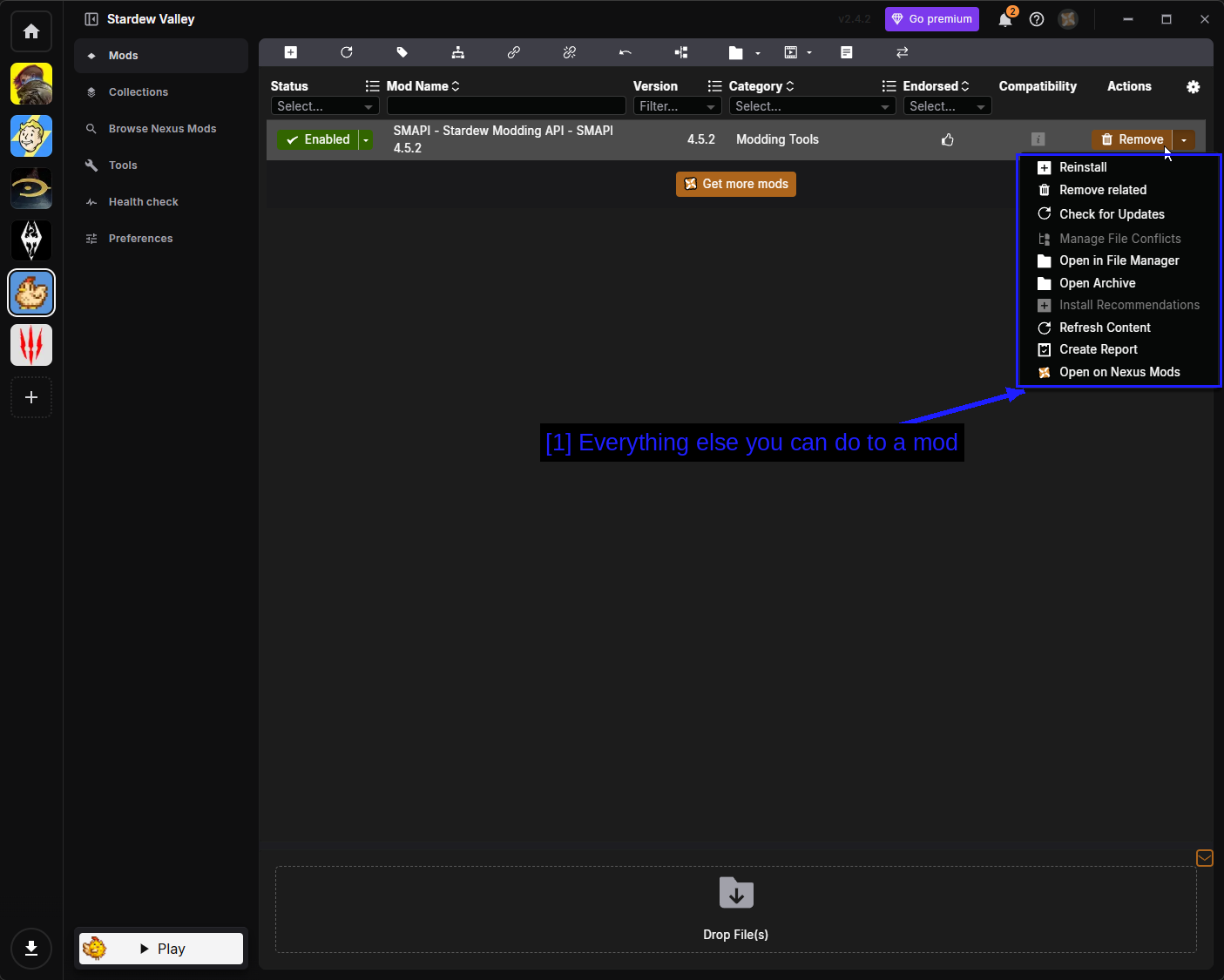 The Mod Actions Menu In Vortex