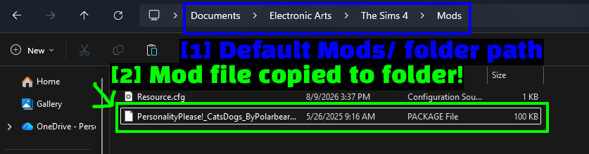 Mod copié dans le dossier Mods