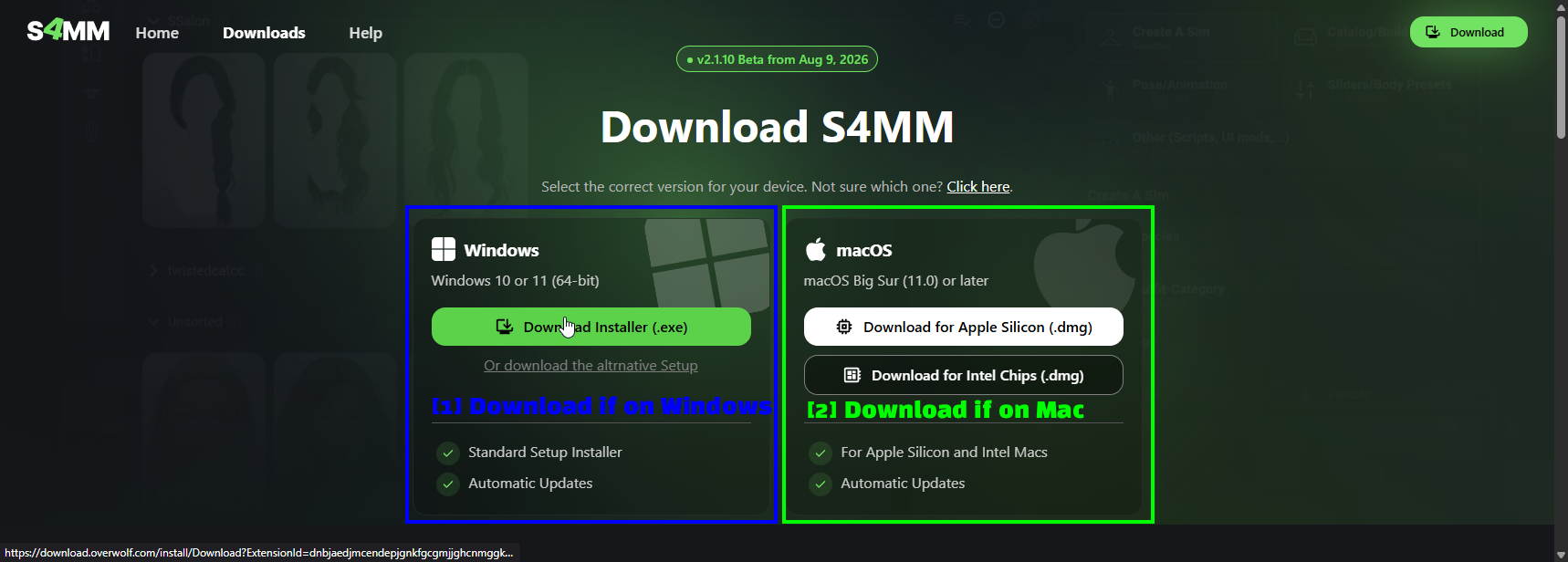 La page de téléchargement de S4MM