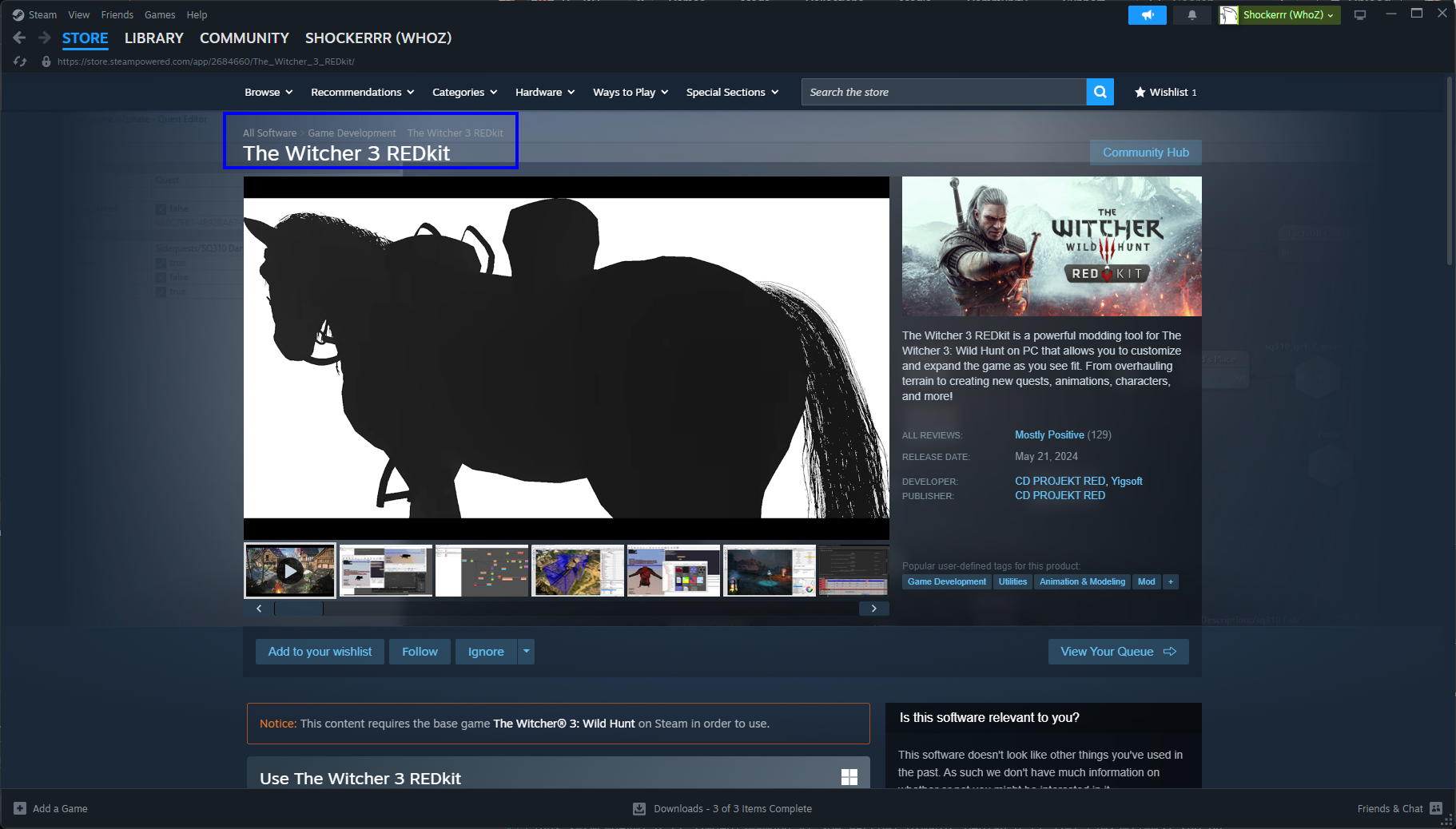 The Witcher 3 REDkit Sur Steam