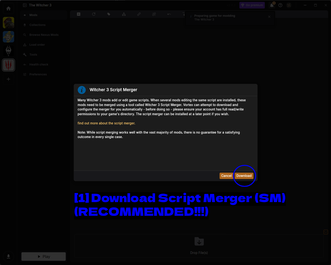Vortex Proposant D'Installer Script Merger