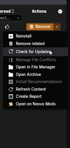 Menu D'Actions Des Mods