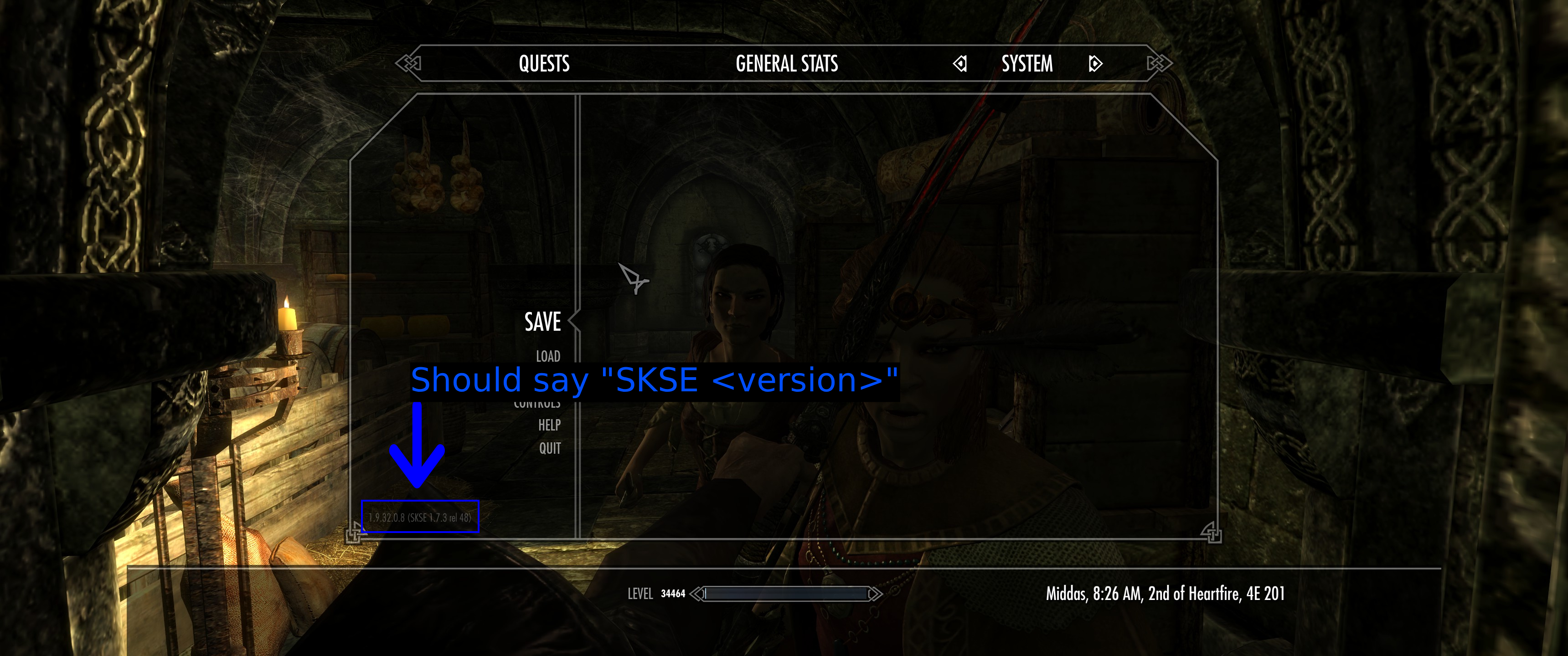 SKSE Loaded In-Game
