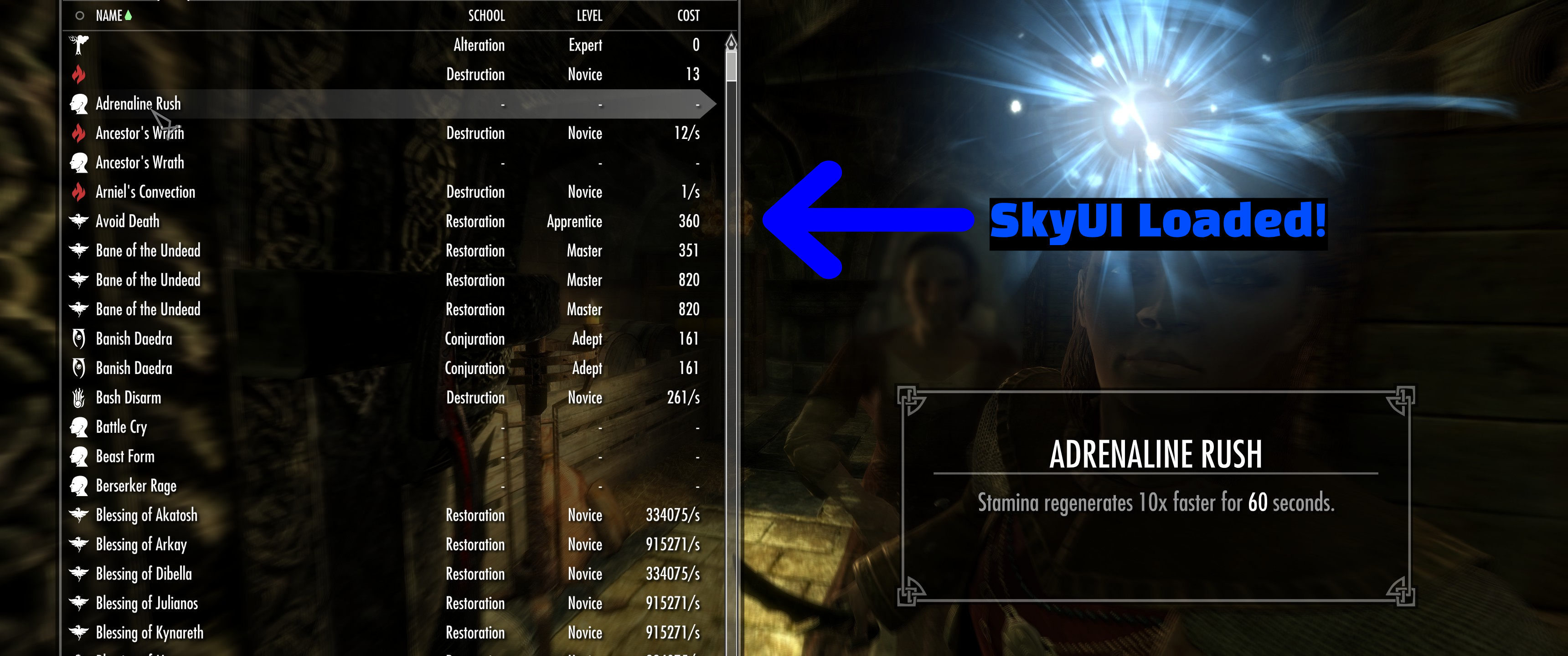 SkyUI Loaded In-Game