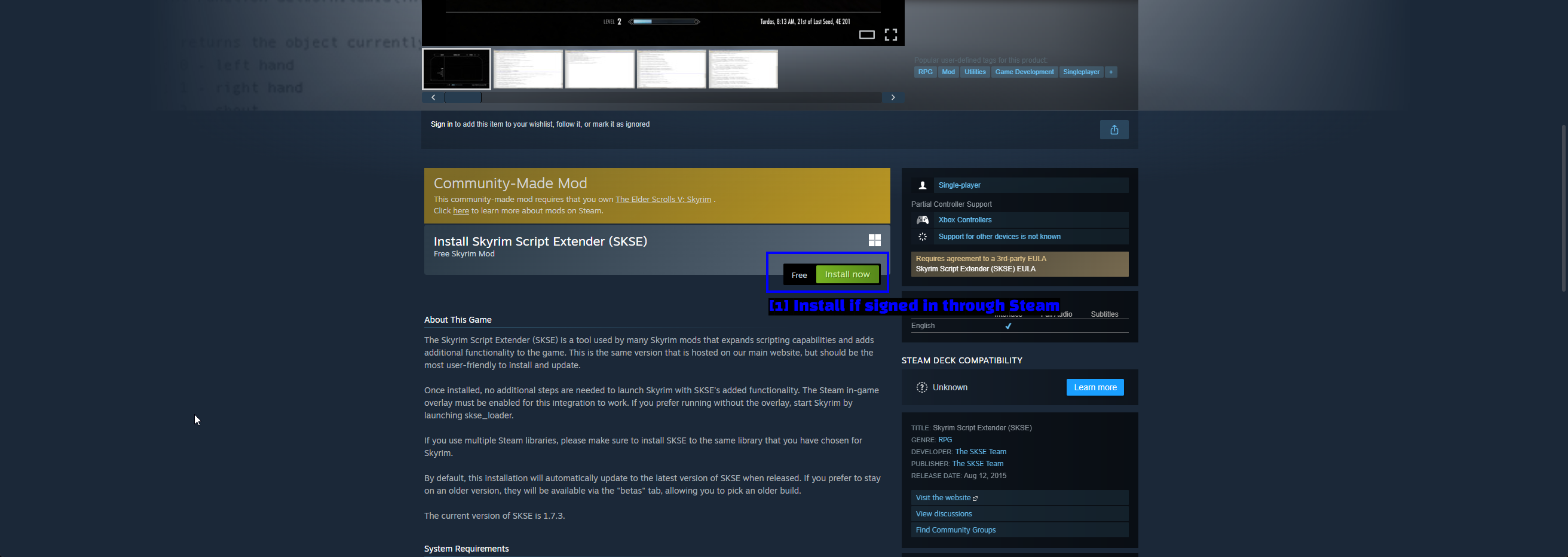 SKSE Steam Store Page