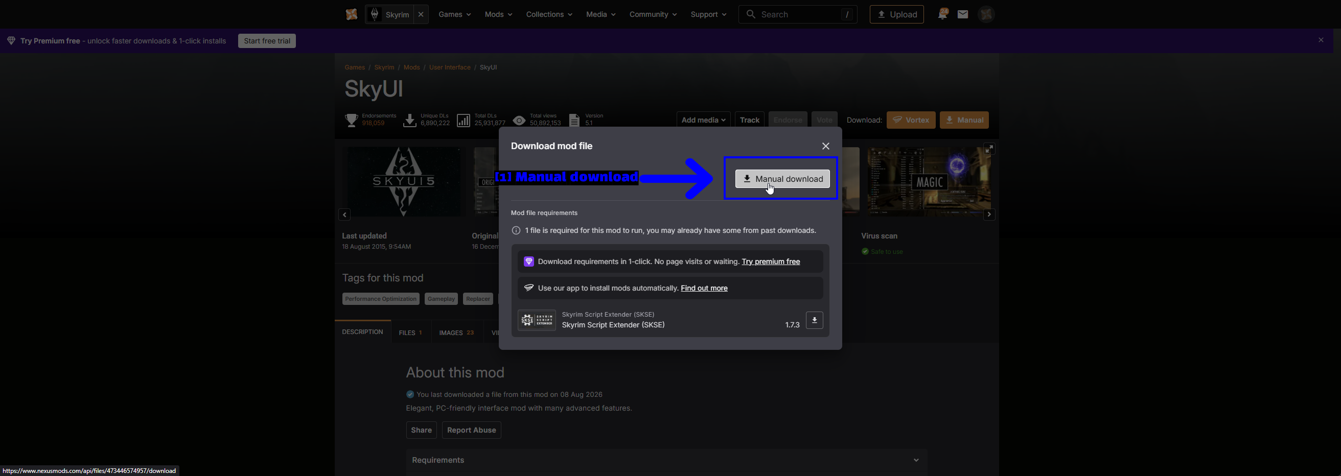 Manual Download Confirmation