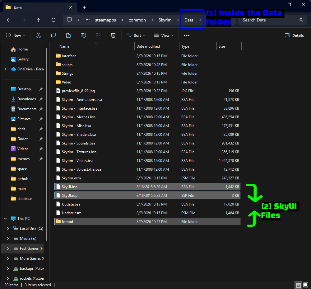 SkyUI Files In The Data Folder