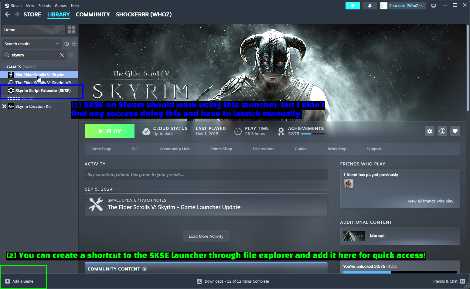 SKSE In The Steam Library