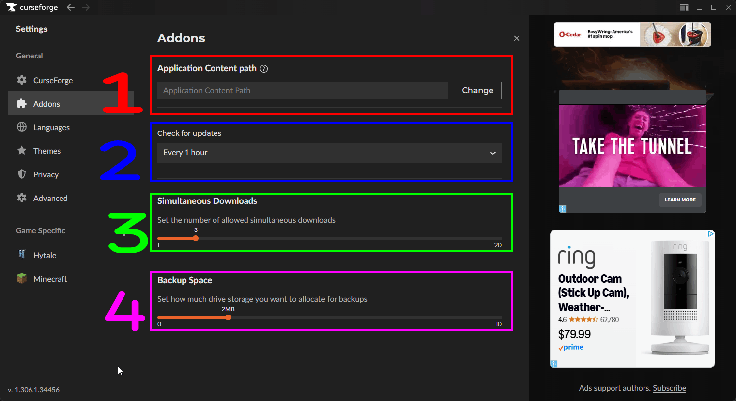 Curseforge App Settings