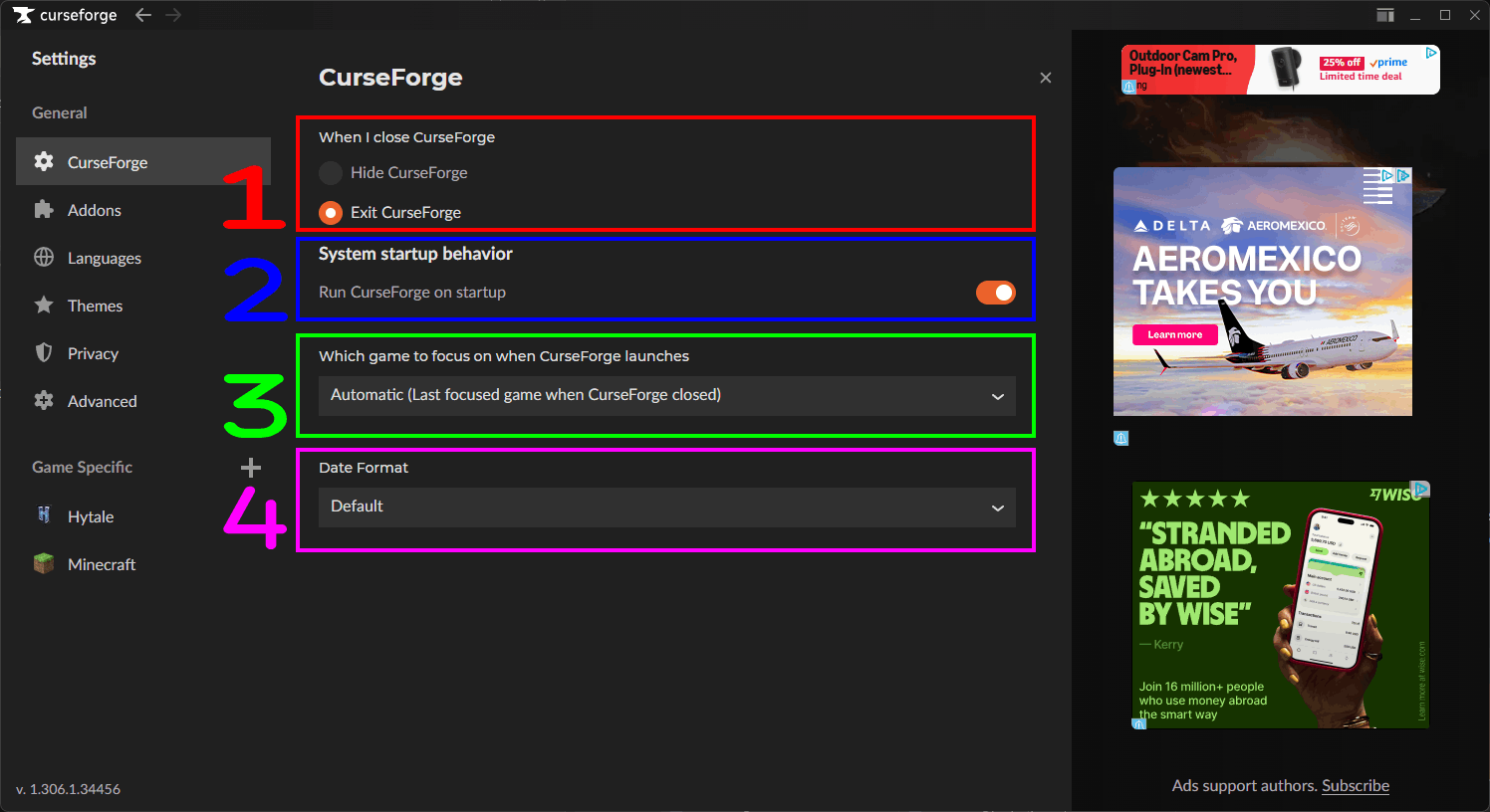 Curseforge App Settings