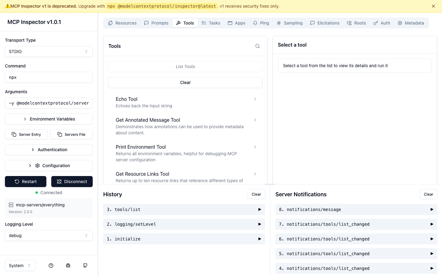 MCP Inspector Screenshot