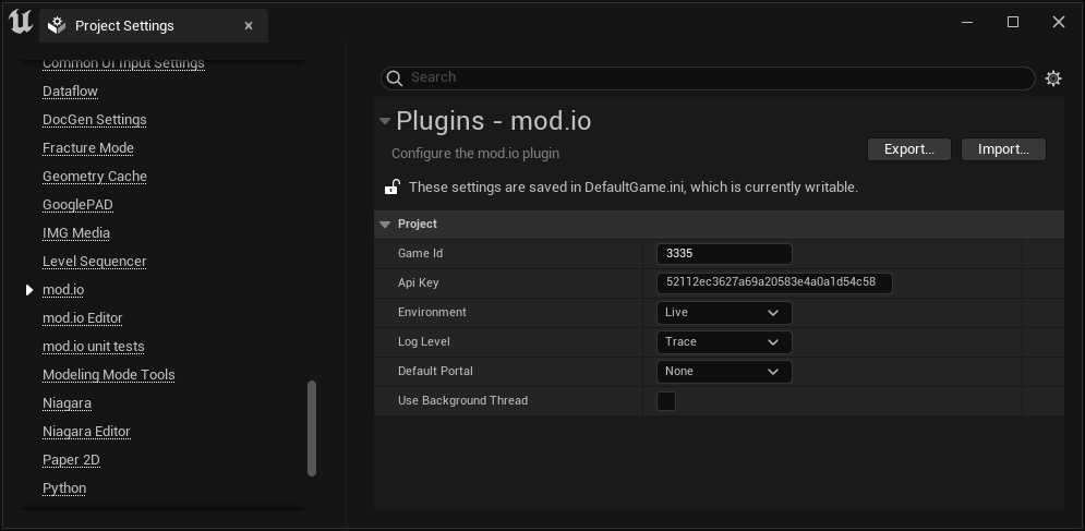 plugin settings
