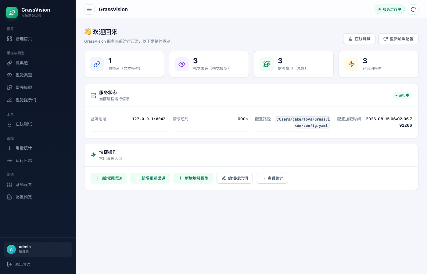 GrassVision 管理后台预览