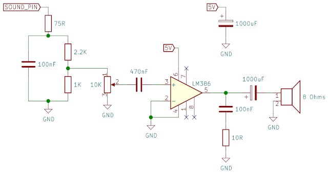 Schematics for the sound amplifier